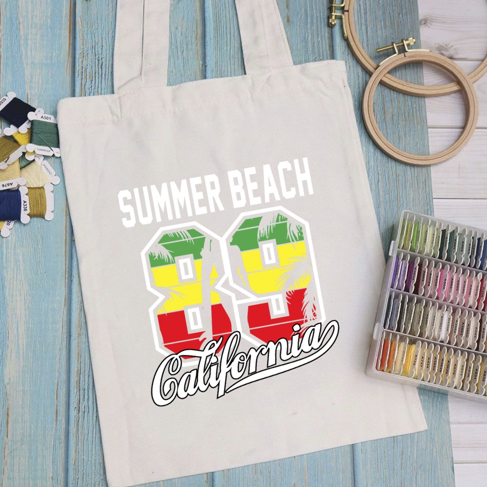 Túi vải túi Tote SUMMER - Mẫu 1 vải canvas dày đẹp cho nữ có khóa miệng đi học đi chơi. In hình theo yêu cầu