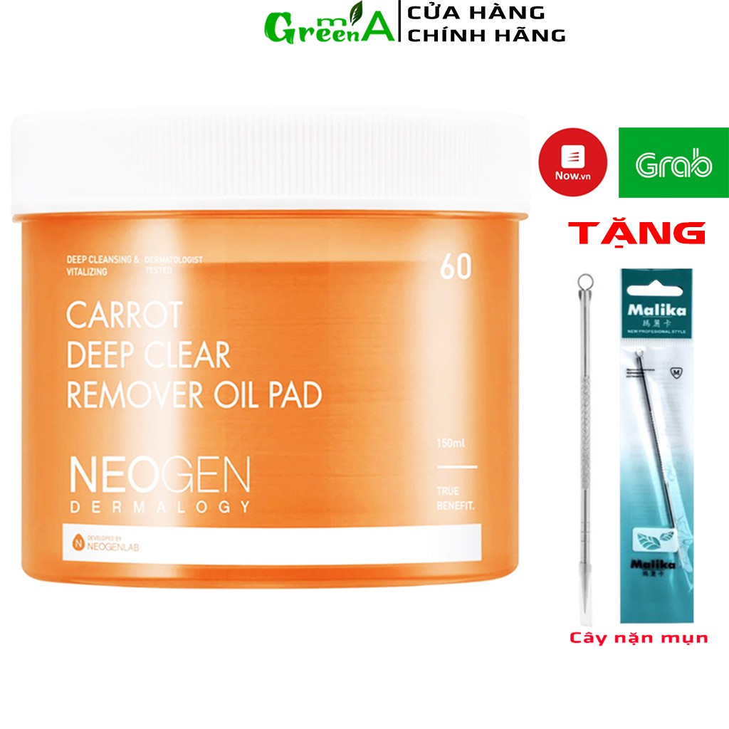 Tẩy Trang Neogen Dạng Miếng NEOGEN DERMALOGY CARROT DEEP CLEAR OIL PAD 60 Miếng [NHẬP KHẨU CHÍNH HÃNG]