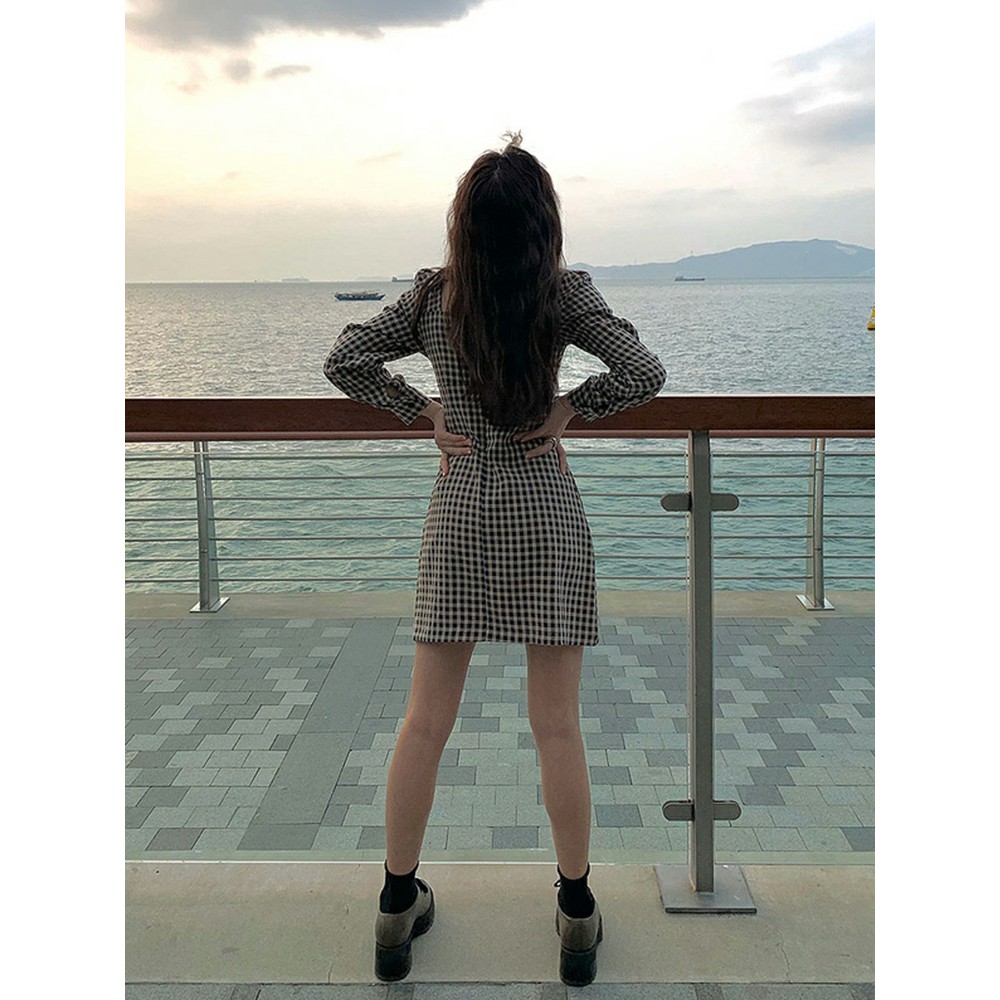 VÁY KẺ KARO DÀI TAY