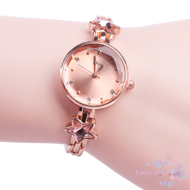 Đồng Hồ Kim Dây Da Mặt Hình Ngôi Sao