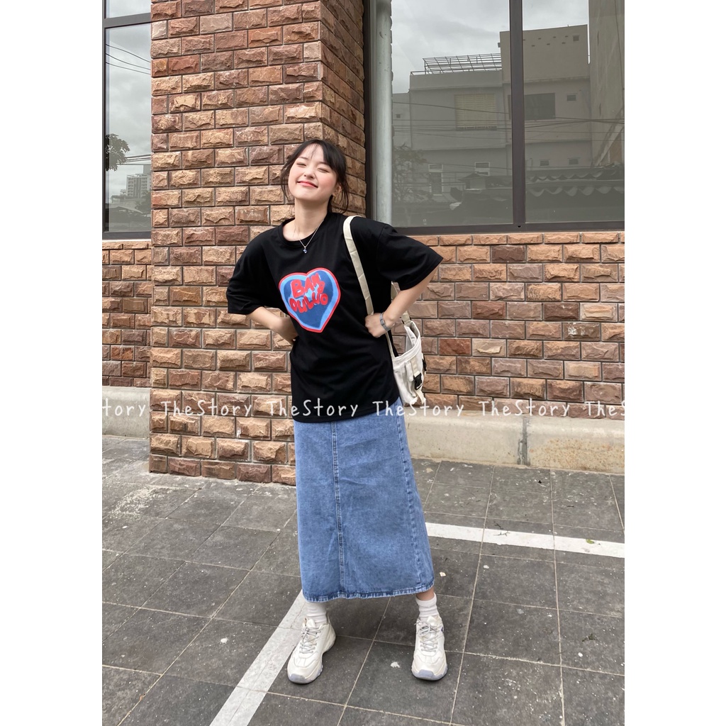 Chân váy jean dáng dài, xẻ vạt  CV266