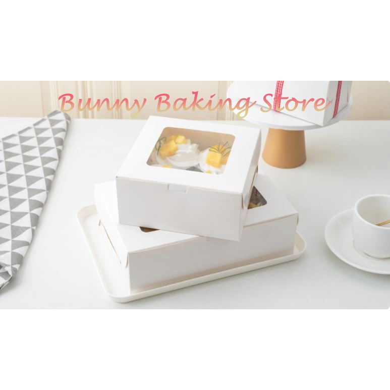 Hộp đựng bánh cupcake bằng giấy kraft trắng