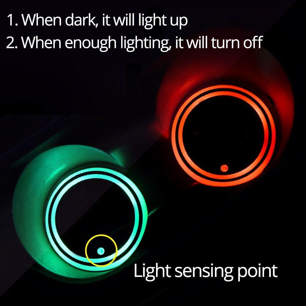 Đế Lót Cốc Có Đèn Led Phát Sáng Nhiều Màu Chống Trượt Thông Dụng Có Thể Sạc Lại Cho Xe Hơi