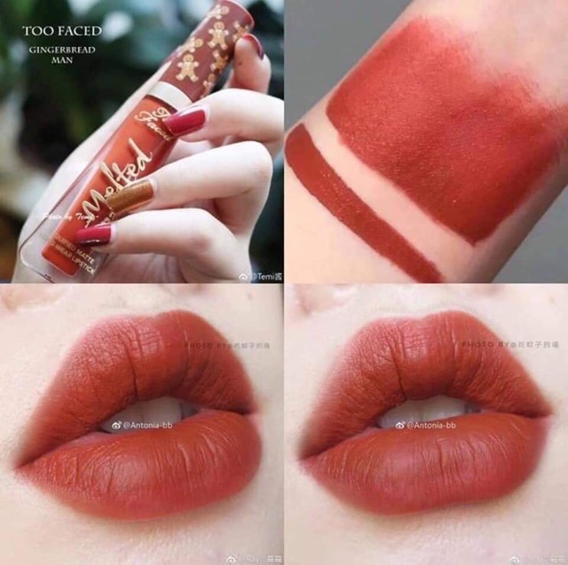 Son Kem Lì Too Faced Melted Matte Gingerbread Girl/Man, MYA COSMETICS