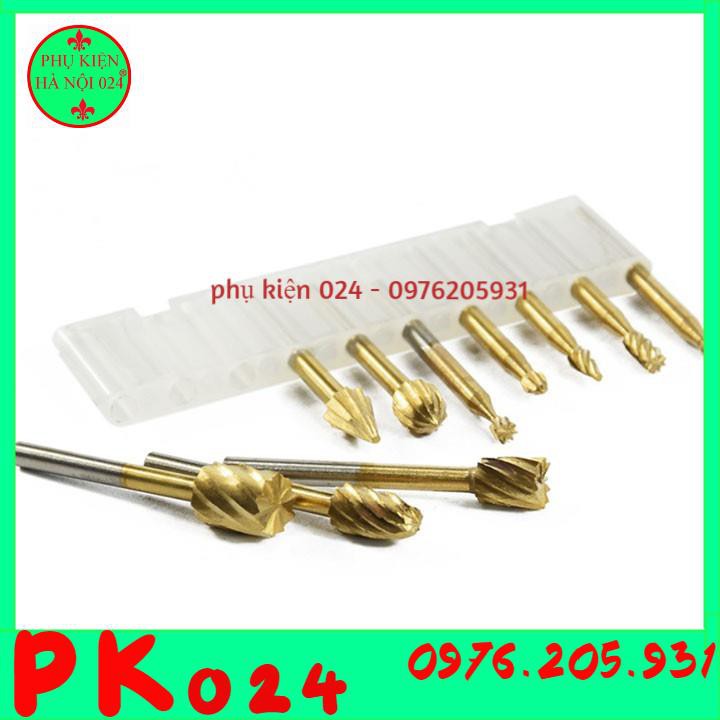 Bộ 10 mũi lũa gỗ điêu khắc, chạm trỗ mài khắc HSS chân 3mm dùng cho máy khoan mài mini