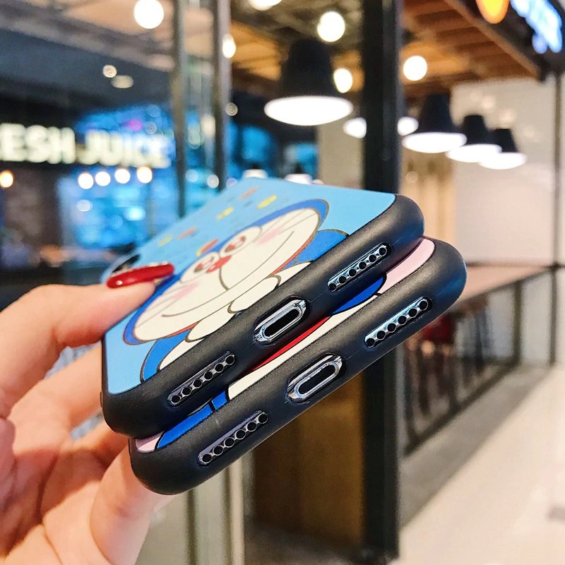 Ốp điện thoại mềm họa tiết Doraemon dễ thương có giá đỡ + dây đeo cho Xiaomi Mi 5X A1 6 6X A2 8 SE 9 CC9