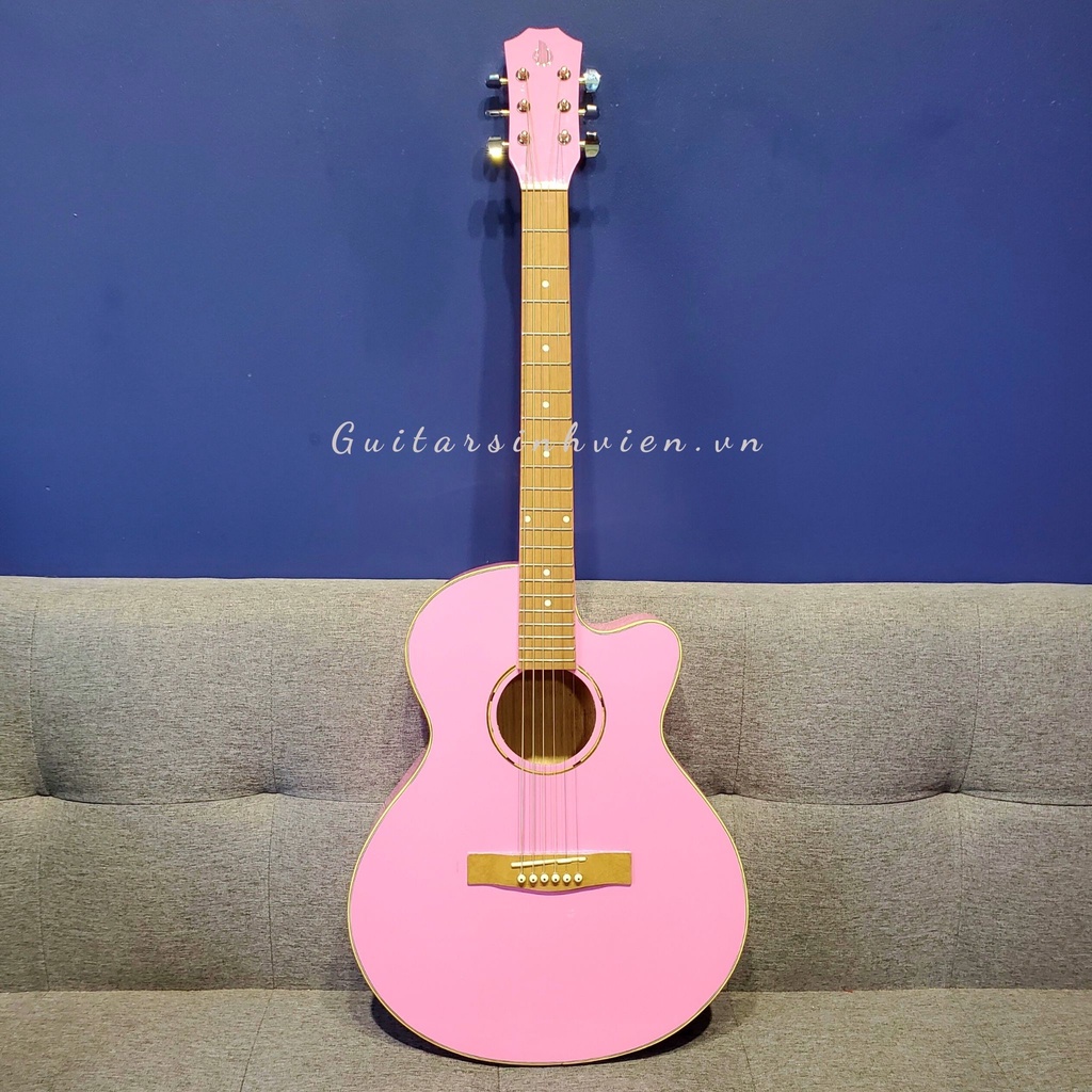 Đàn Guitar Acoustic Màu Hồng Phấn Giá Rẻ Cho Người Mới Tập Chơi SV-A1CL - Đàn guitar acoustic màu hồng nhạt chất lượng.