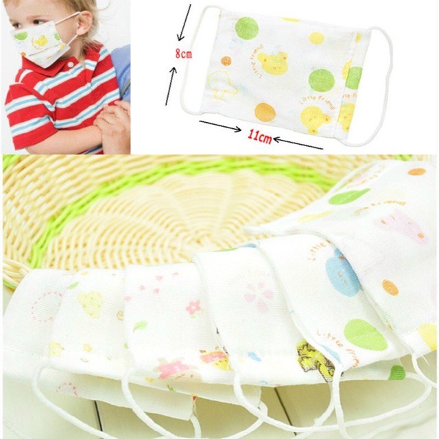 Set 10 khẩu trang xô hoạ tiết chống bụi bẩn cho bé _10PK77
