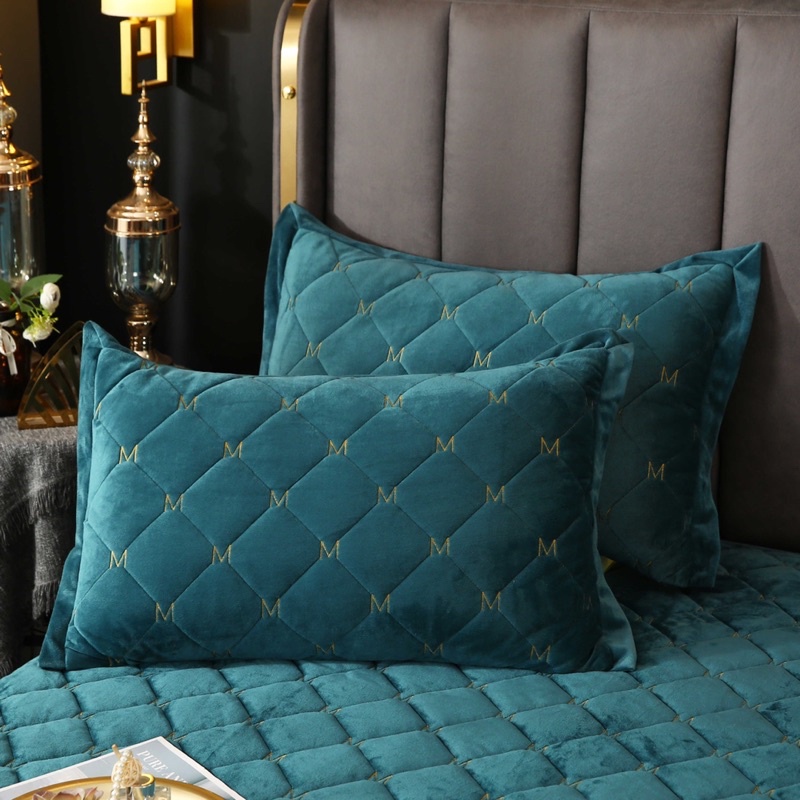 Ga gối nỉ nhung trần bông cao cấp dày dặn nhập khẩu ,Ga gối trải giường cao cấp ấm áp