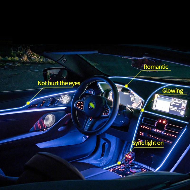 Dây Đèn Led Neon EL Dài 1m Phát Sáng Trong Đêm Dùng Để Trang Trí Nội Thất Xe Hơi