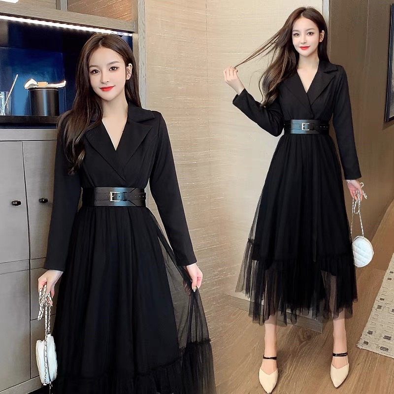Đầm vest đen dài siêu sang size M