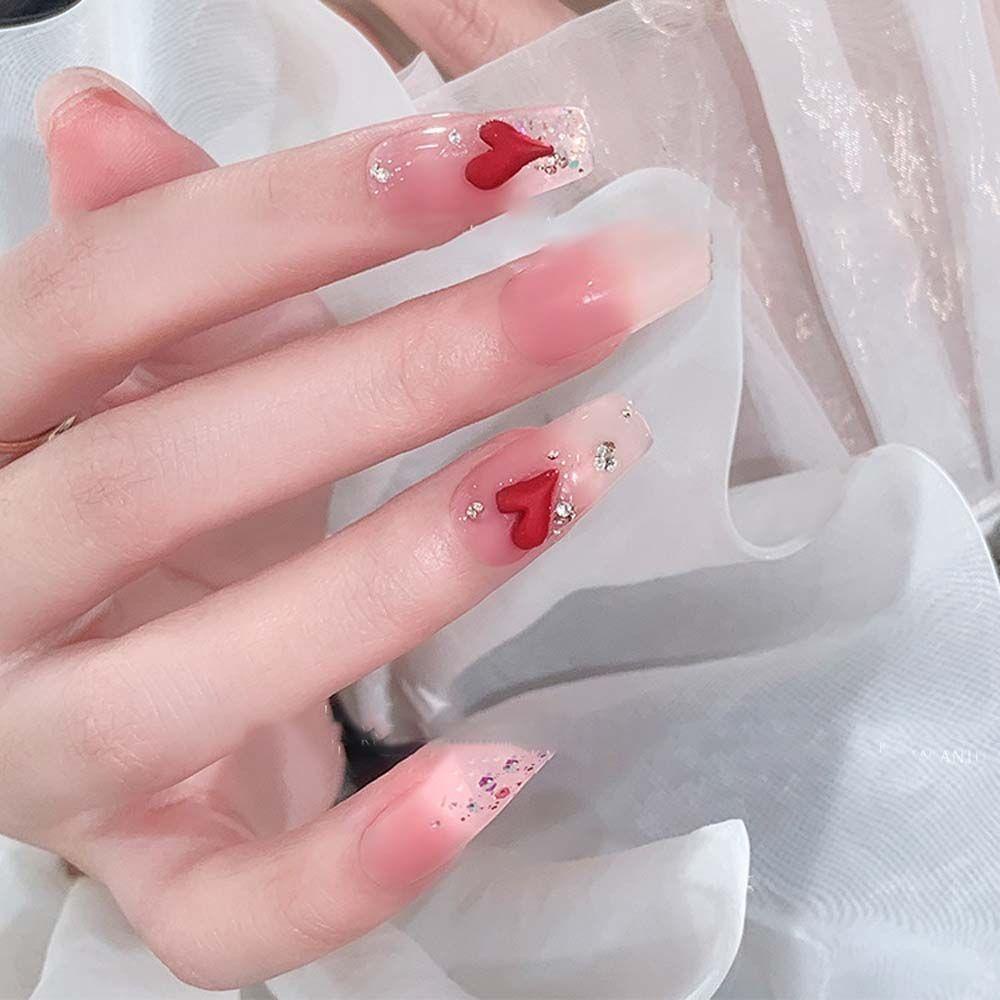 OCEANMAP Phụ Kiện Trang Trí Móng Tay 3D Hình Trái Tim Xinh Xắn