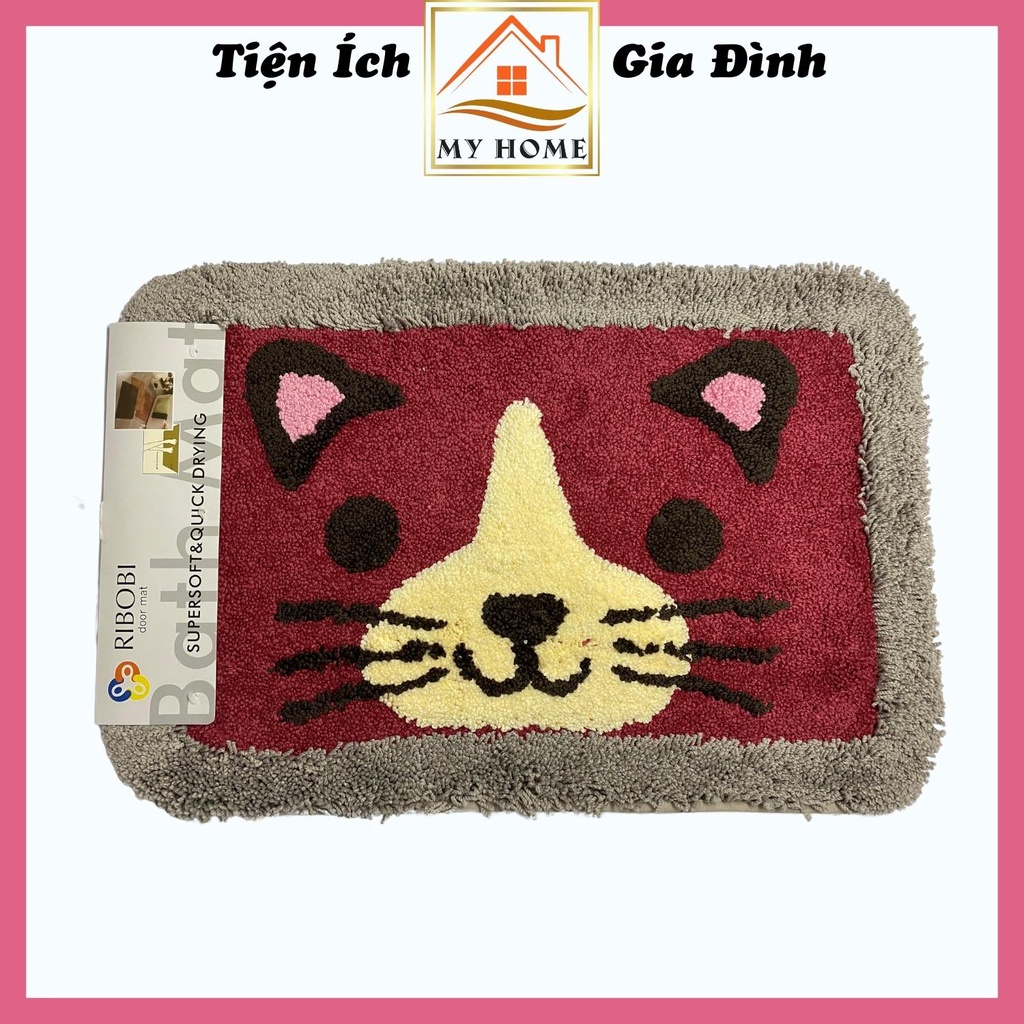Thảm lau chân hình thú dày siêu thấm, thảm chùi chân cao cấp chống trơn trượt, kích thước 40x60cm