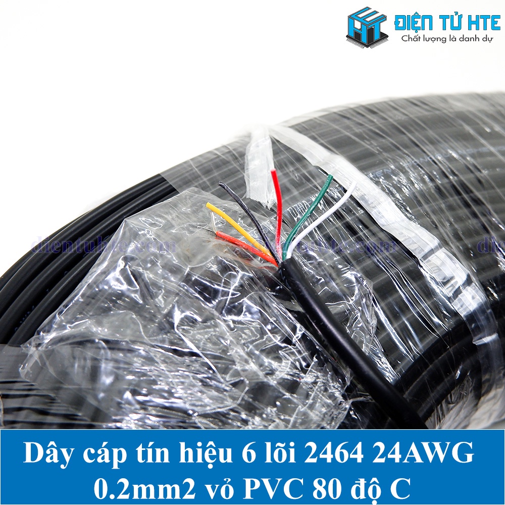 5 mét Dây cáp tín hiệu 6 lõi 2464 24AWG 0.2mm2 vỏ PVC 80 độ C