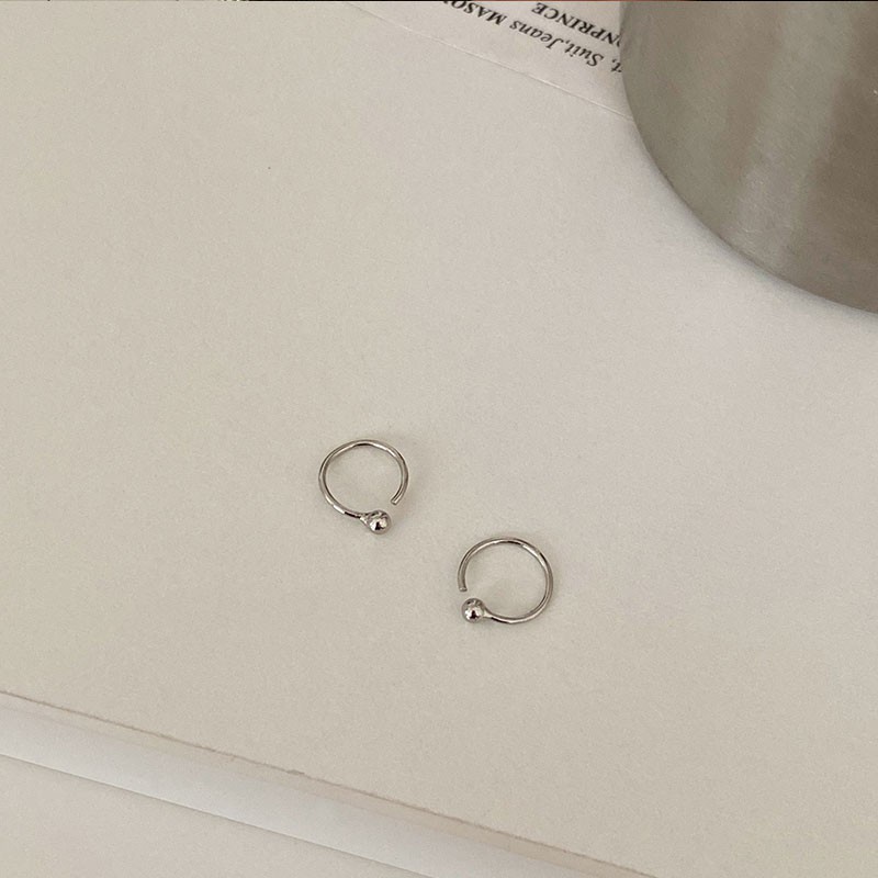 Đôi bông tai bạc sterling S925 kiểu Hàn Quốc hình tròn nhỏ đơn giản mới tối giản