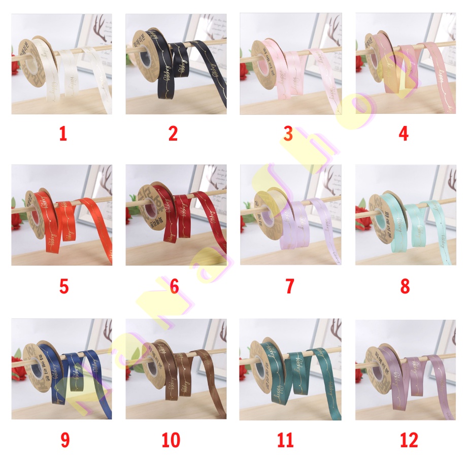 Dây Ruy Băng Lụa In Chữ ❤️HAPPY❤️ Bản 2.5cm Đẹp, Màu Sắc Đa Dạng