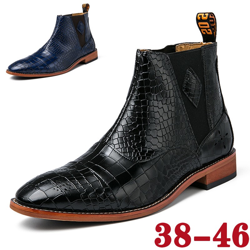 British plus size pointed toe Martin boots men's trend stylist Chelsea boots men's fashion high-top leather shoes