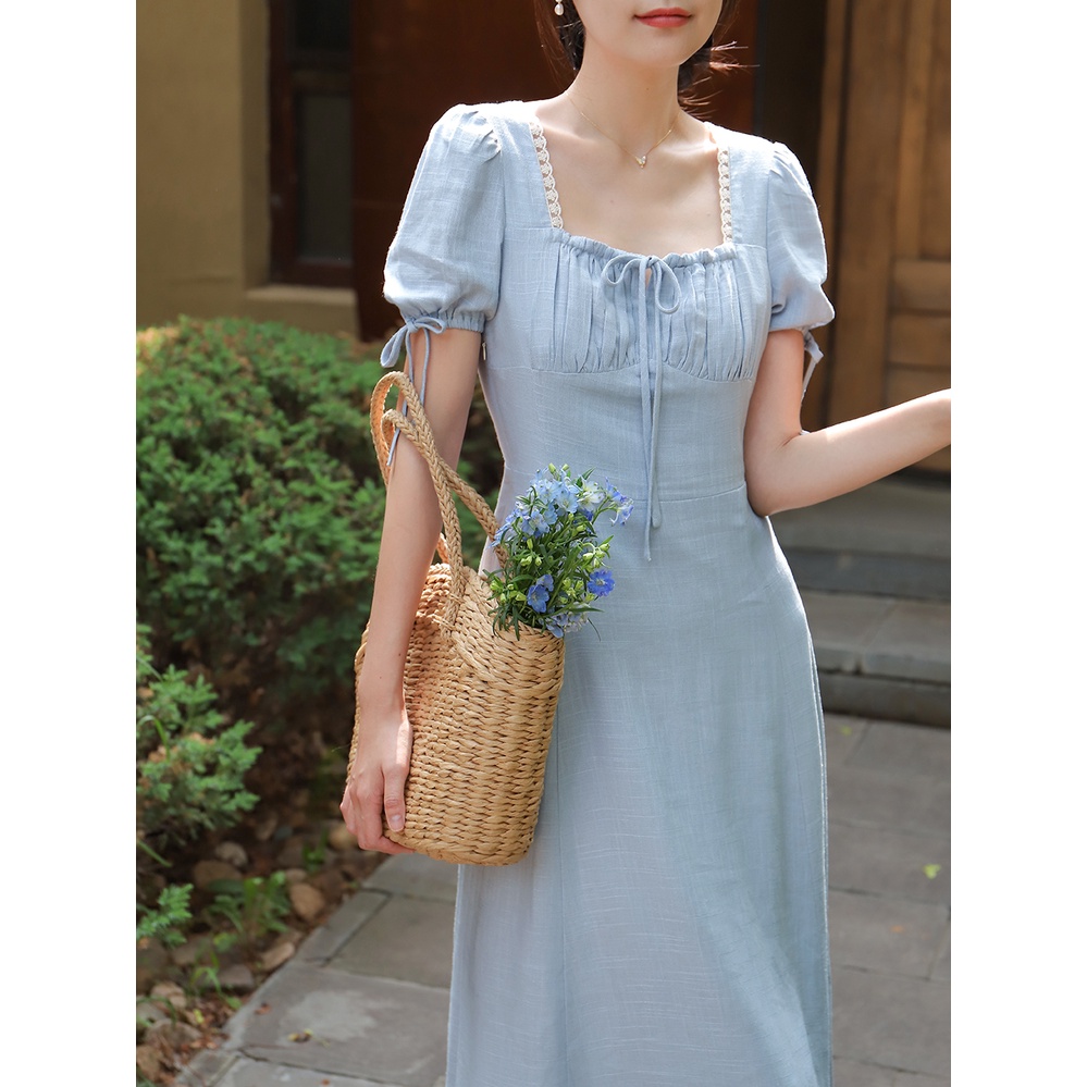 Lin dress - Váy xanh cổ vuông