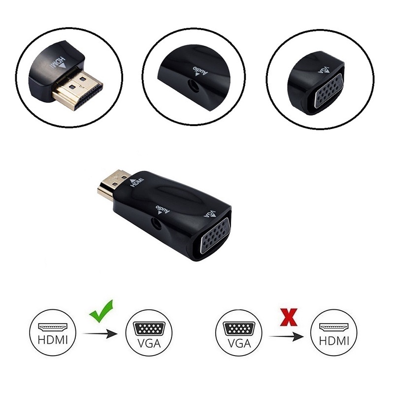 Bộ ChuyểN ĐổI Âm Thanh HDMI-Compable Sang VGA 3.5 mm HD 1080P Cho PC / Laptop / MáY TíNh BảNg