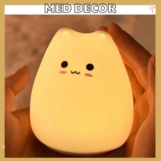 [TẶNG KÈM PIN] Đèn Ngủ Silicon Hình Mèo Cảm biến Đáng yêu. 1 ĐỔI 1