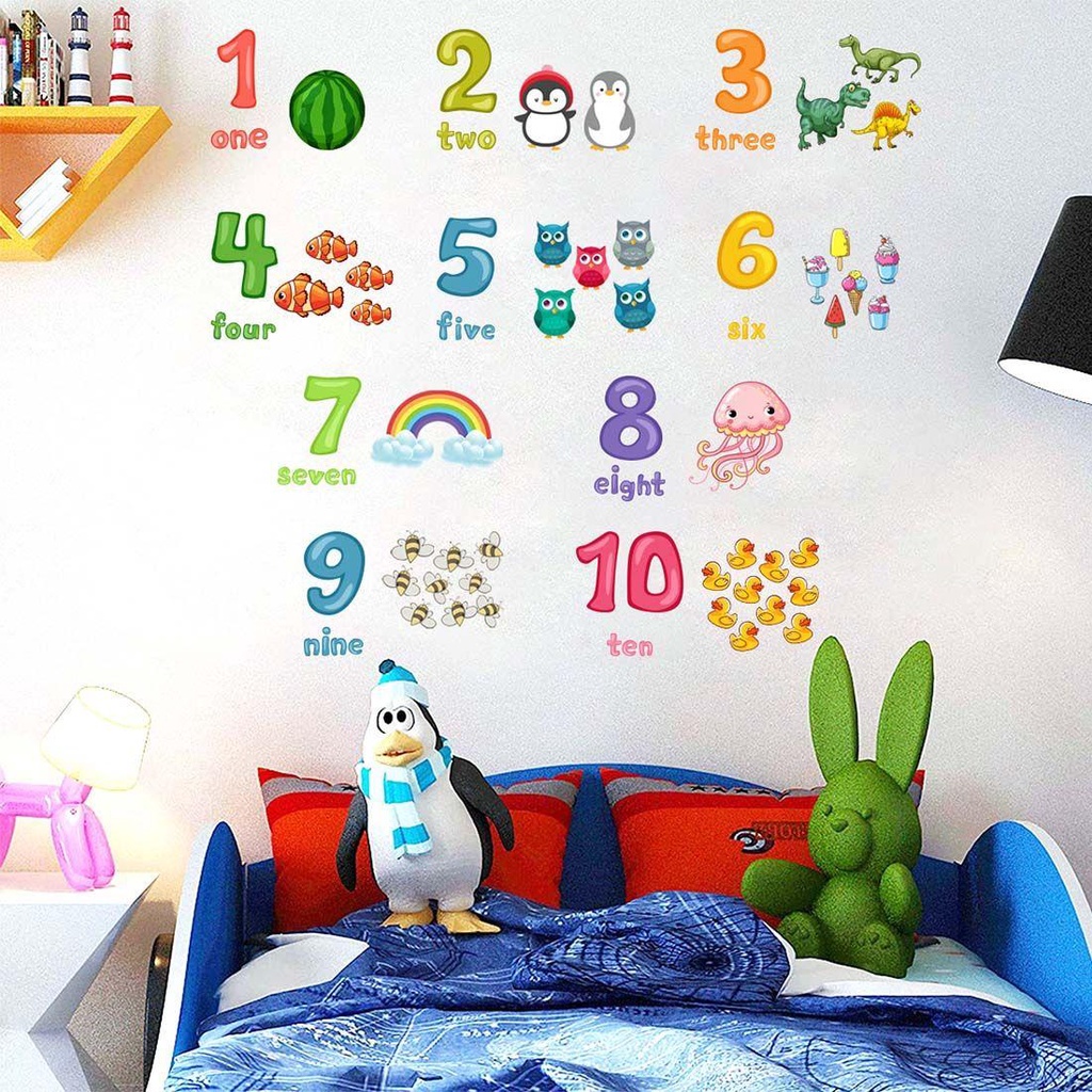 Miếng Dán Tường Trang Trí Họa Tiết Động Vật Hoạt Hình DIY