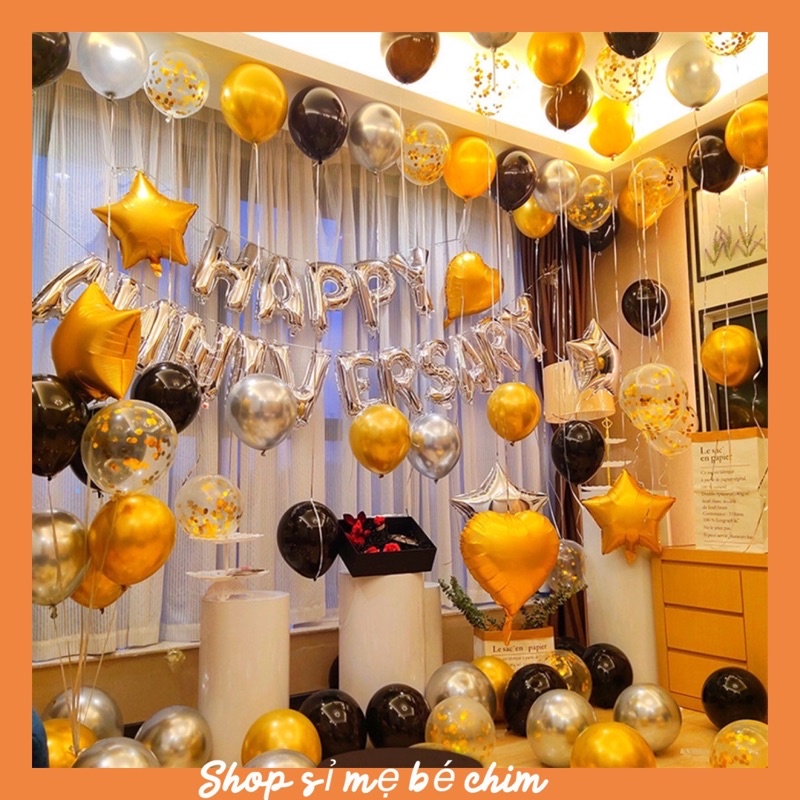 {Tặng Bóng Thả Hạt Nhũ} Set bóng bay kỉ niệm ngày cưới happy anniversary MA01