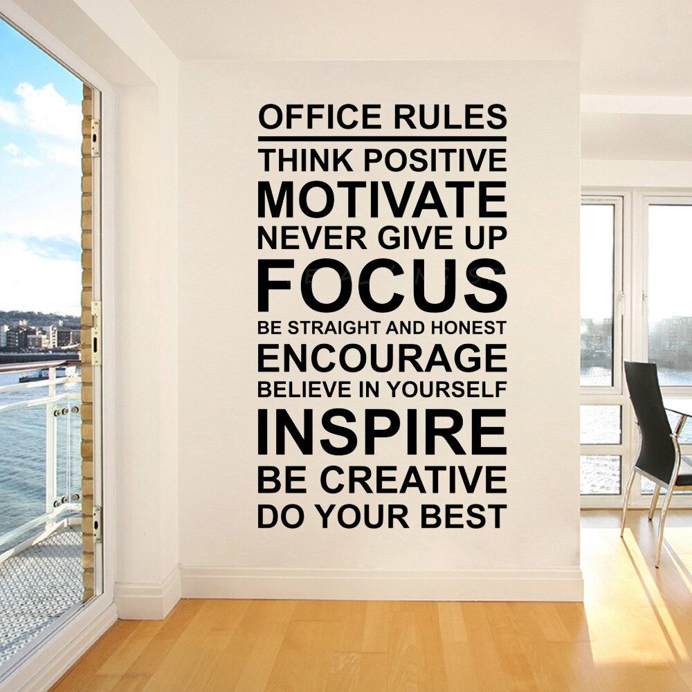 Decal dán tường tiếng anh trang trí văn phòng &quot;Office Rules&quot; (45 x 80 cm)