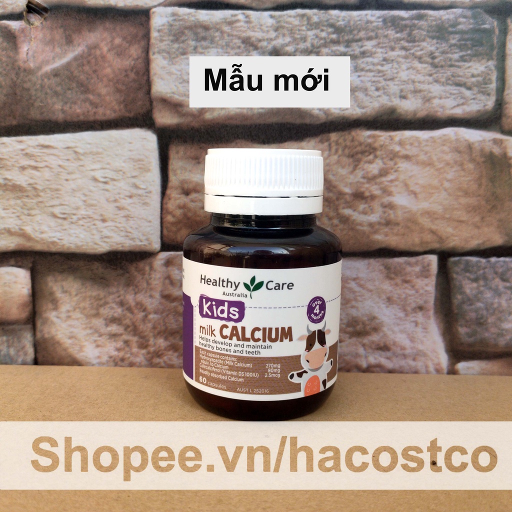Viên uống Healthy Care Milk Calcium 60 viên Bổ Sung Canxi Cho Trẻ
