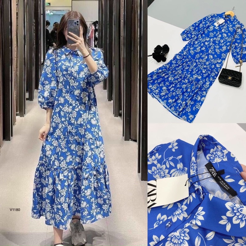 ĐẦM MIDI ZR XANH COBAL