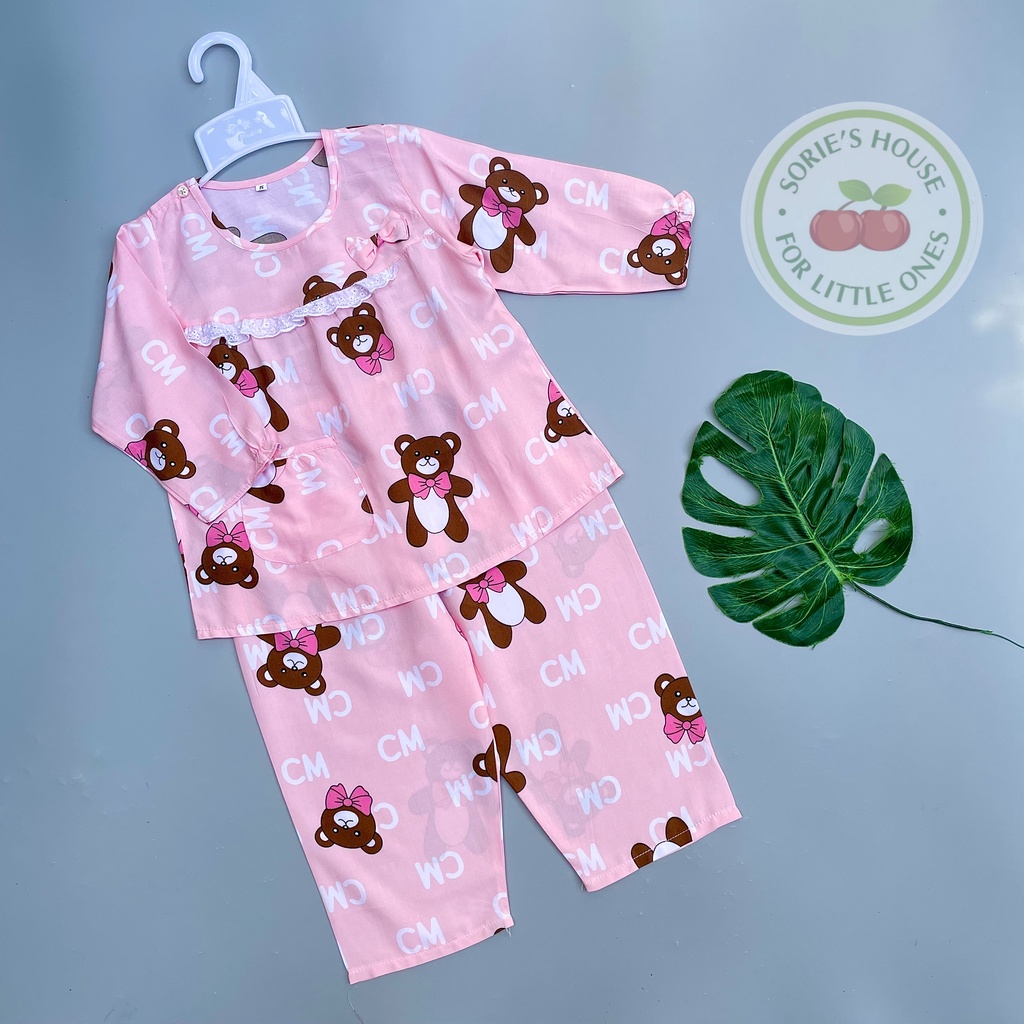 Bộ tole/bộ lanh DÀI TIỂU THƯ cài vai mặc nhà bé gái