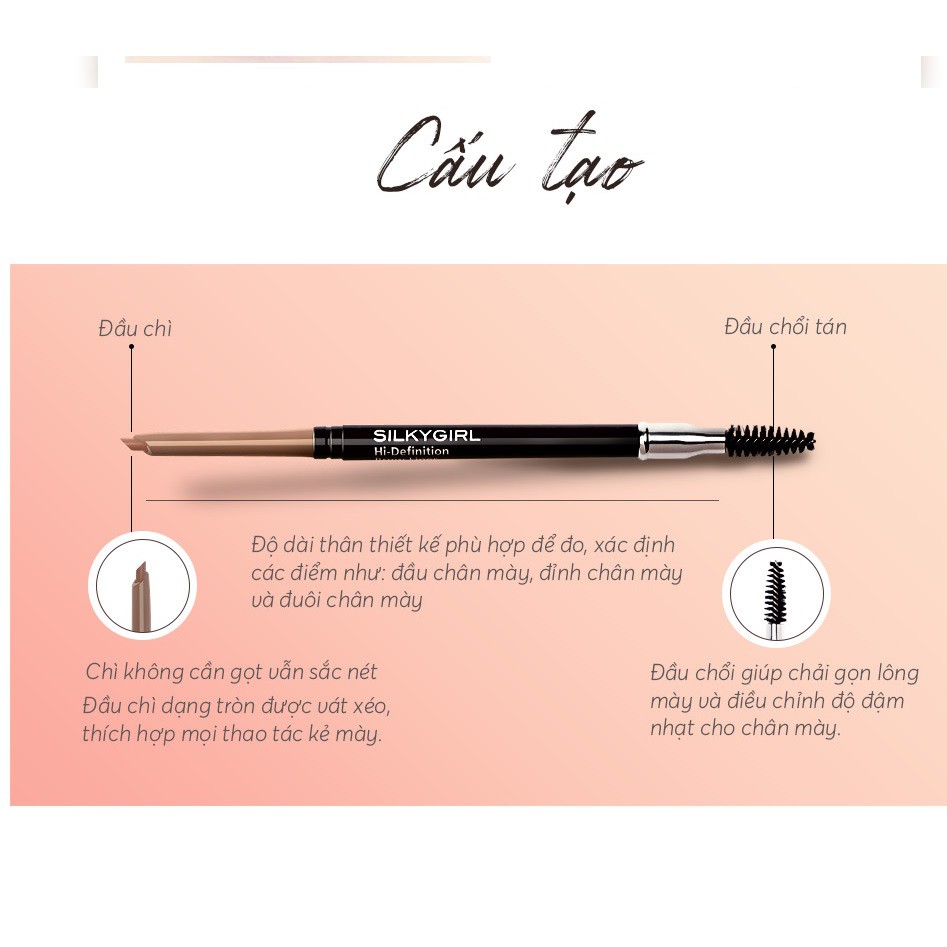 Chì Kẻ Chân Mày Silky Girl Hai Đầu Hi-Definition Brow Liner 0.35g