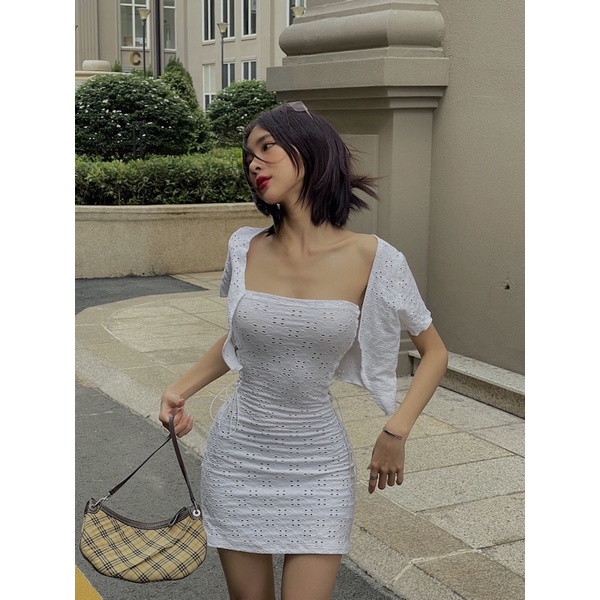 SET ĐẦM BODY DÂY RÚT EO VÀ ÁO KHOÁC MỎNG