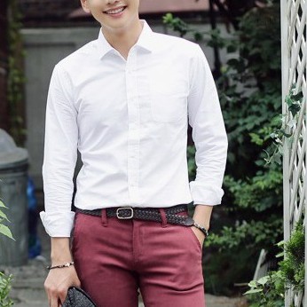 Áo sơ mi nam dài tay vài cotton màu trắng trơn
