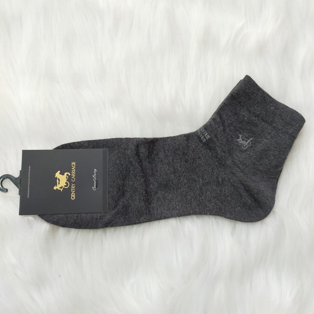 Vớ/tất nam cổ cao trơn cao cấp phom lớn Gentry Carriage chất cotton siêu co giãn thấm hút mồ hôi chống hôi chân