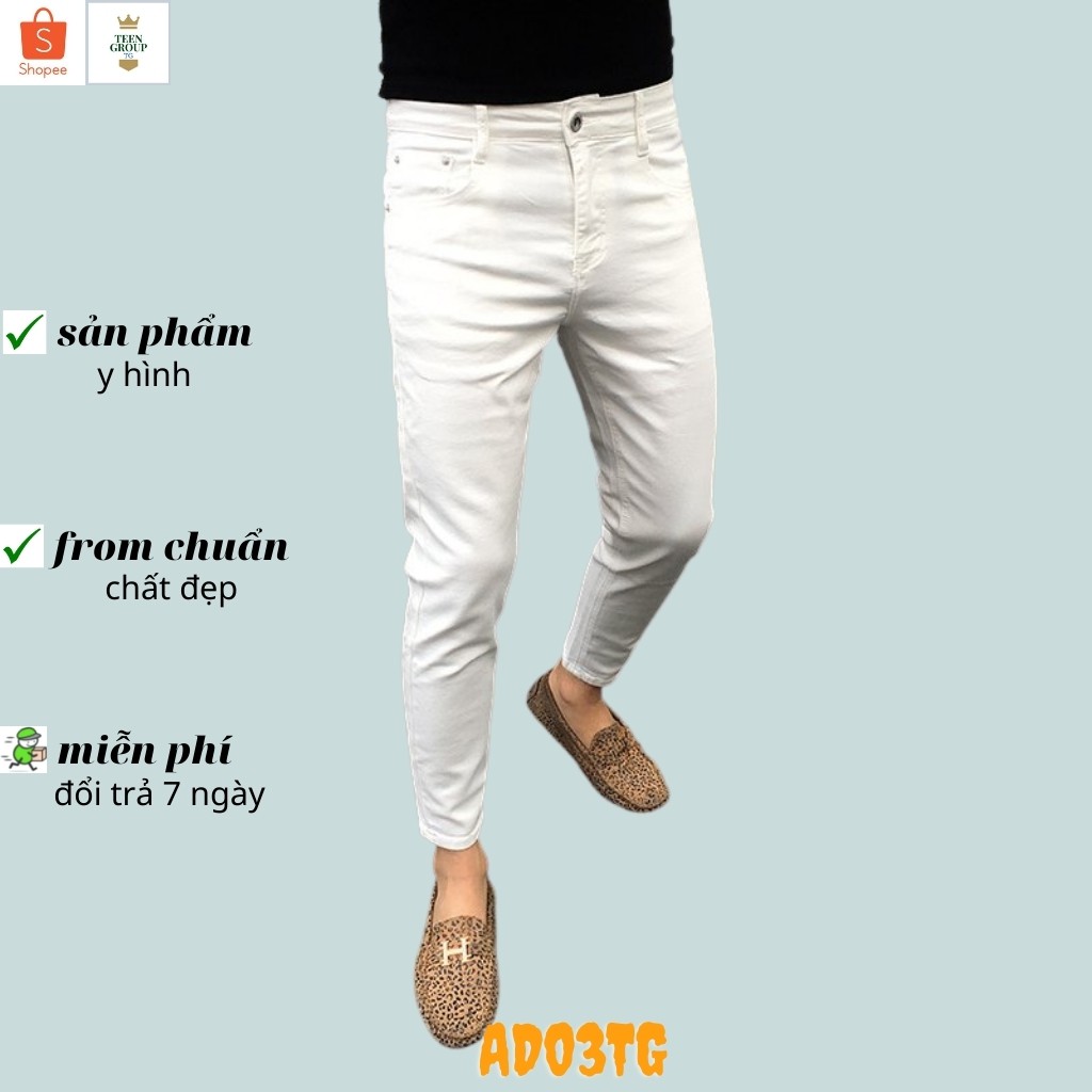 Quần jean nam tenji màu trắng không rách chất bò cao cấp co dãn 4 chiều cực đẹp, quần rin nam AD86 Nhiều mẫu mới store 7