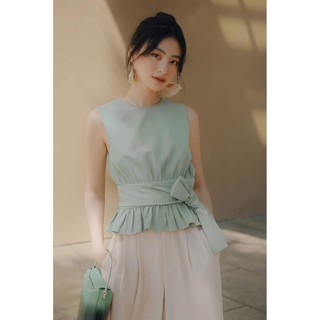 %ÁO SƠ MI NỮ-❣️FREESHIP❣️ÁO sát nách dáng peplum thắt nơ