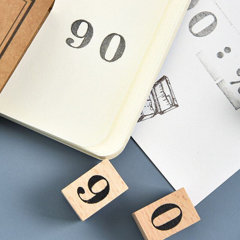 Con dấu gỗ họa tiết chữ/ số dùng trang trí lịch thủ công