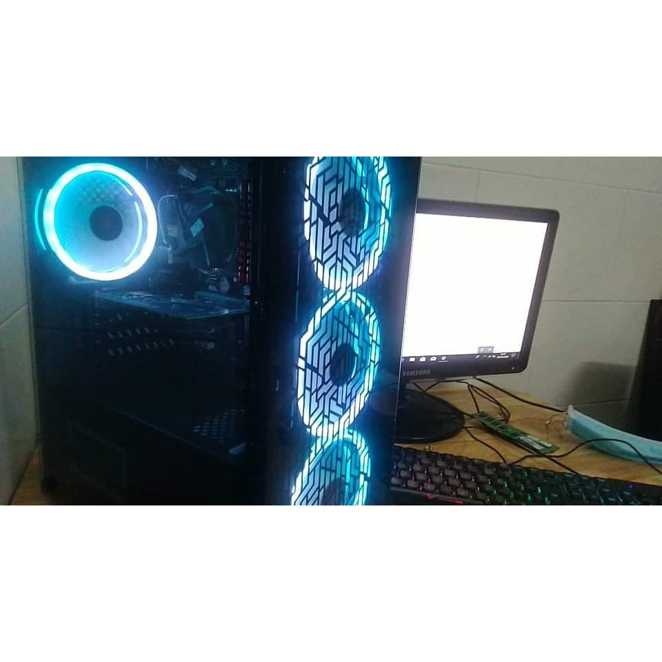 Case PC chơi game PUBG,FIFA4,DOTA2 LED RGB kính cường lực 2 mặt