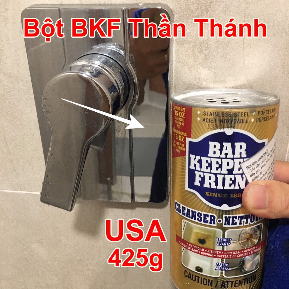 BKF làm sạch Vòi Sen Inox - Đánh bay rỉ sét - Tạo độ sáng bóng - USA - BKF 425g