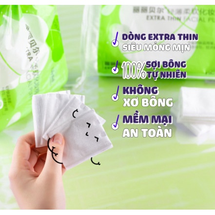 Bông Tẩy Trang Lily Bell Extra Thin- Xanh 240 miếng