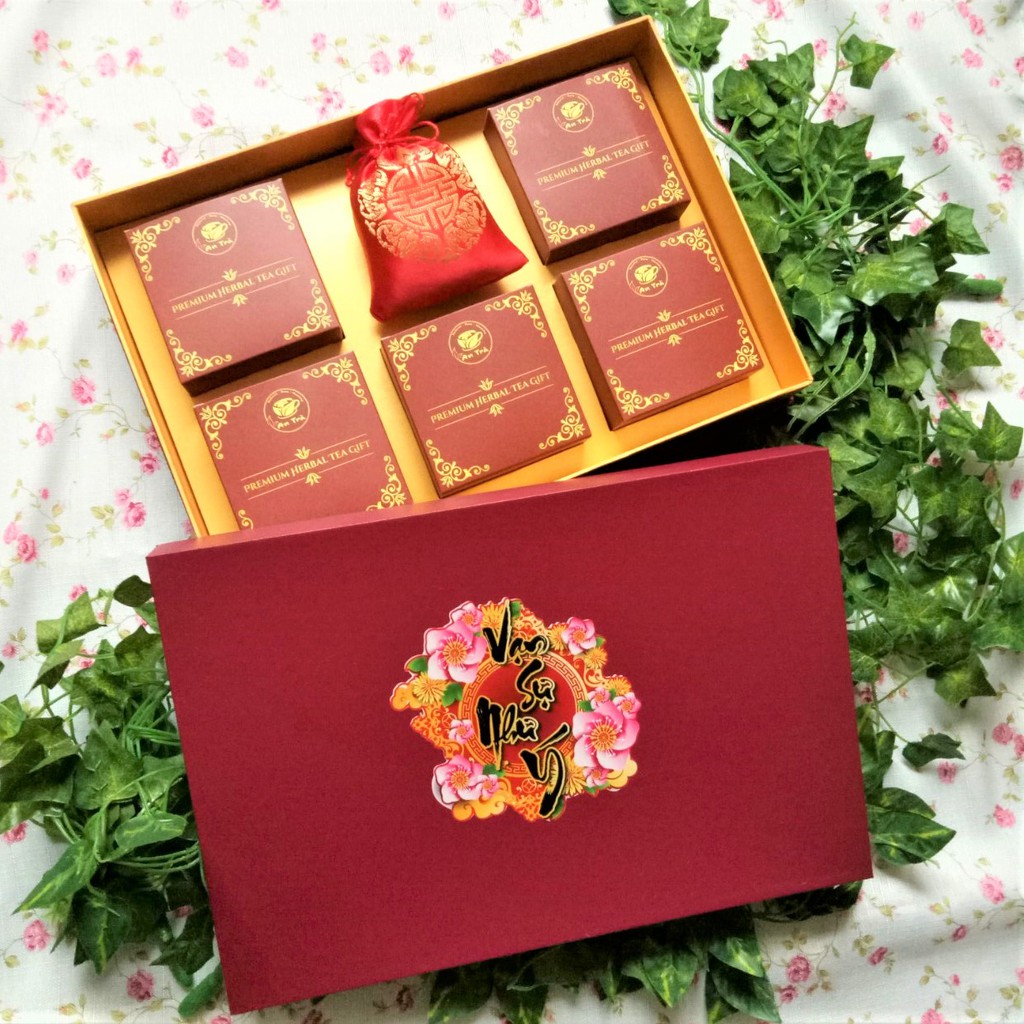 Hộp Quà Trà Thanh Tịnh (Oolong, Hoa hồng, Cúc, Táo đỏ, Cỏ ngọt) + Túi thơm lavender | BigBuy360 - bigbuy360.vn