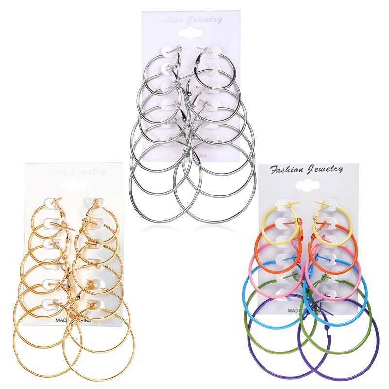 Set 6 đôi bông tai khoen tròn