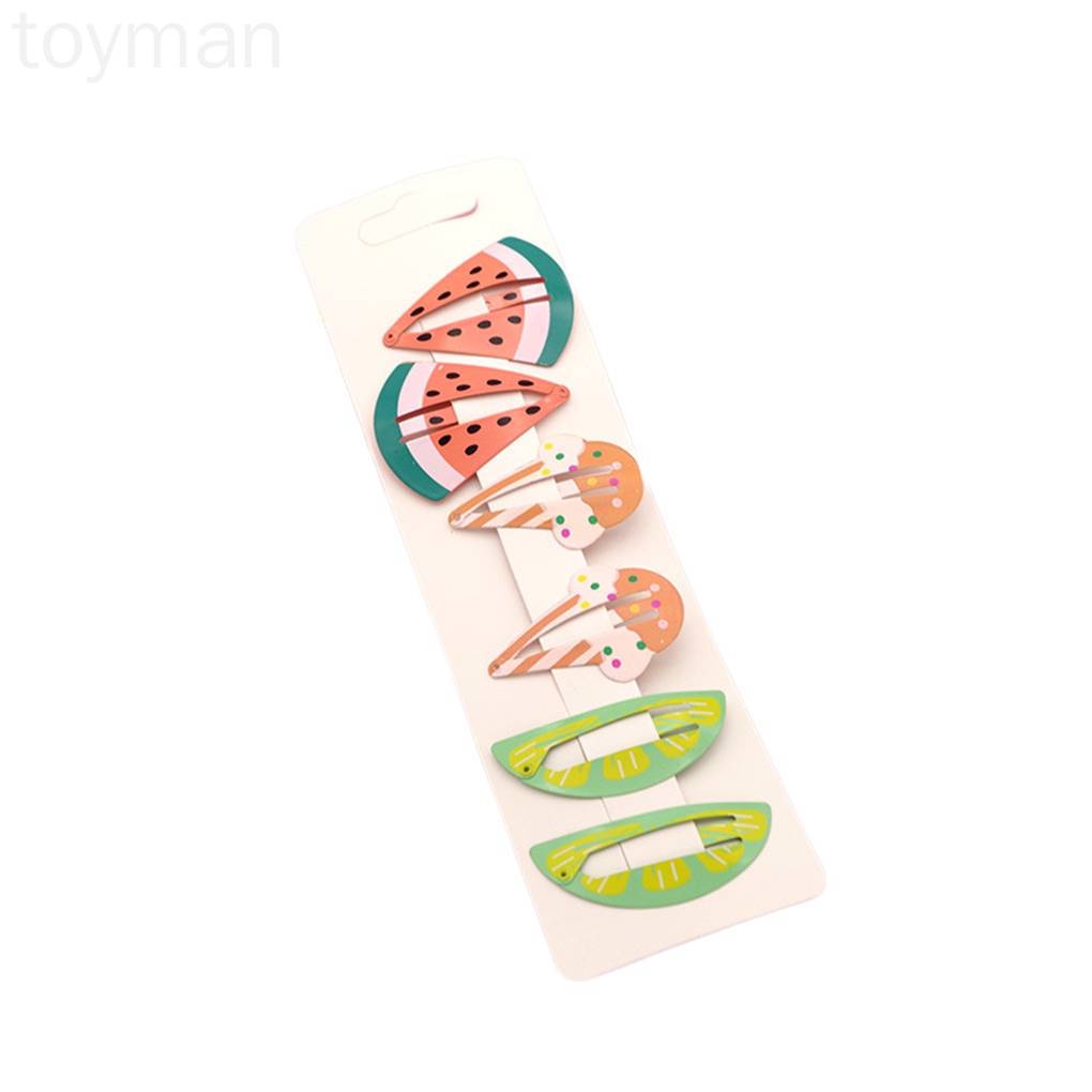 Set 6 Kẹp Tóc Hình Cây Kem / Trái Cây / Động Vật Dễ Thương Cho Bé Gái