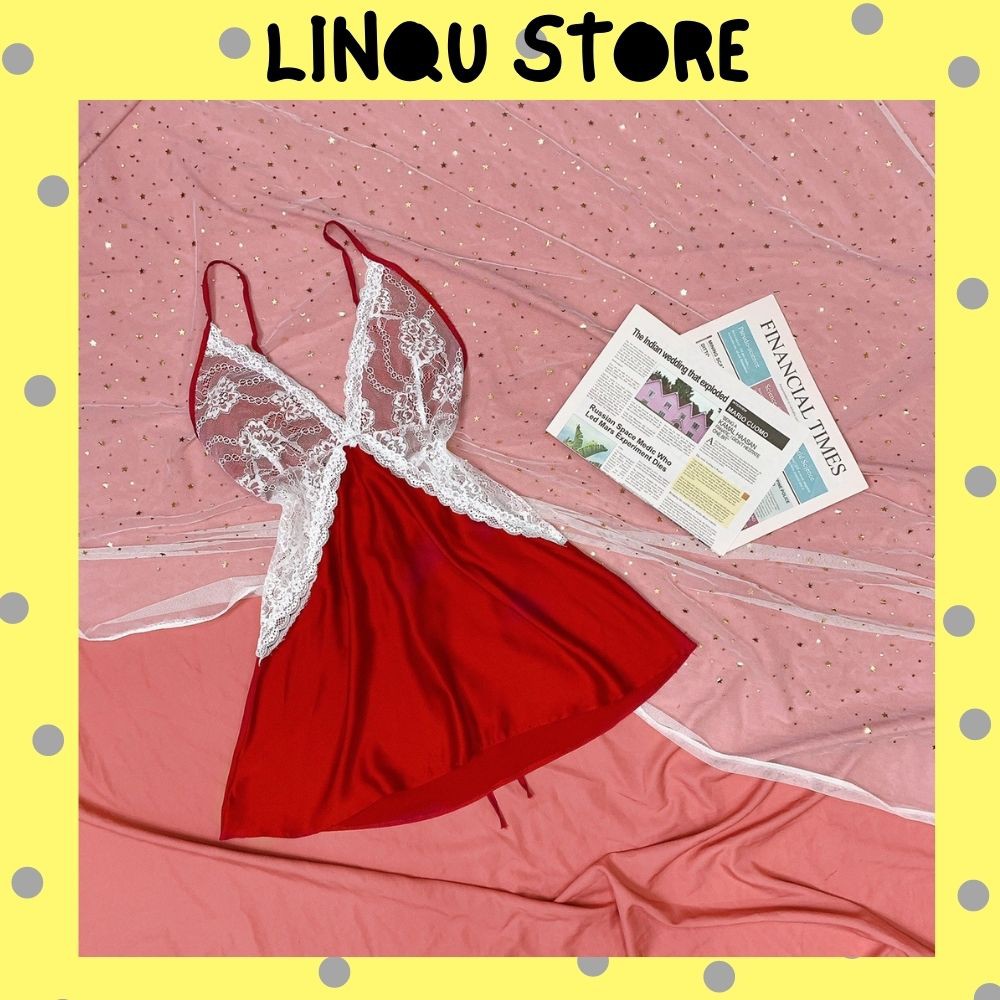 Váy ngủ sexy FREESHIP Váy ngủ sexy chất lụa mềm mịn phối ren quyến rũ Freesize dưới 60kg- Linqu Sleepwear