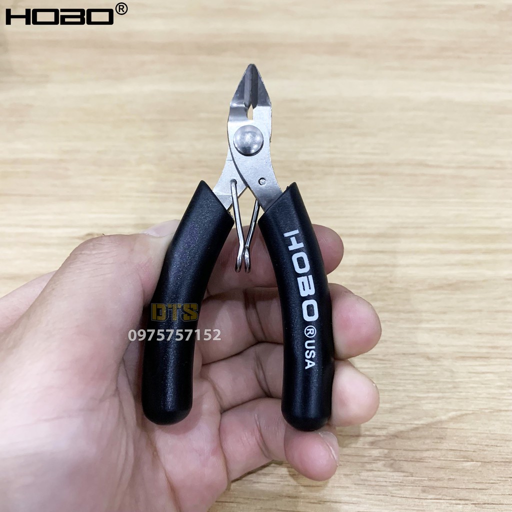 Kìm cắt chân linh kiện kỹ thuật HOBO USA 95mm, kìm cắt chân mạch điện tử nghiêng góc 20° thép Carbon độ cứng cao