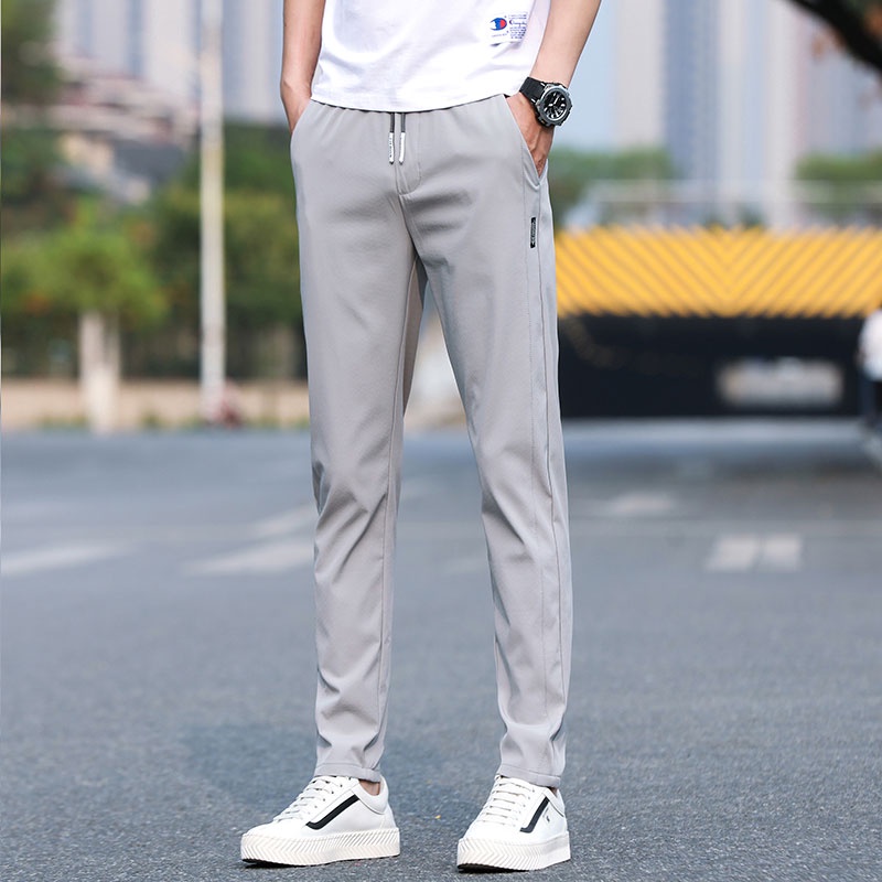 Quần Dài Thể Thao Dáng Rộng Vải Lụa Lạnh Nhanh Khô Thoáng Khí Thời Trang Mùa Hè Cho Nam