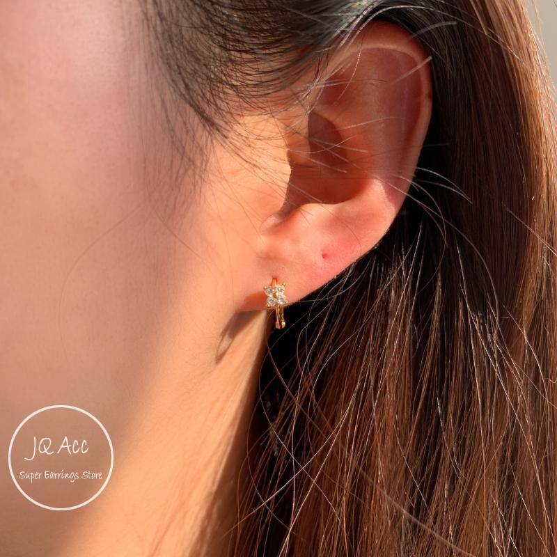 Khuyên Tai Tròn Khuyên Tai Bạc 14k Hình Cỏ Ba Lá Không Gây Dị Ứng Thời Trang Cho Nữ