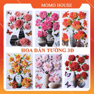 Tranh Dán Tường 3D Hình Bình Hoa Dán Tường Dán Tủ Lạnh Trang Trí, Có Kèm Keo Dán, Với 6 Mẫu Hoa Đẹp Nhiều Loại Đa Dạng