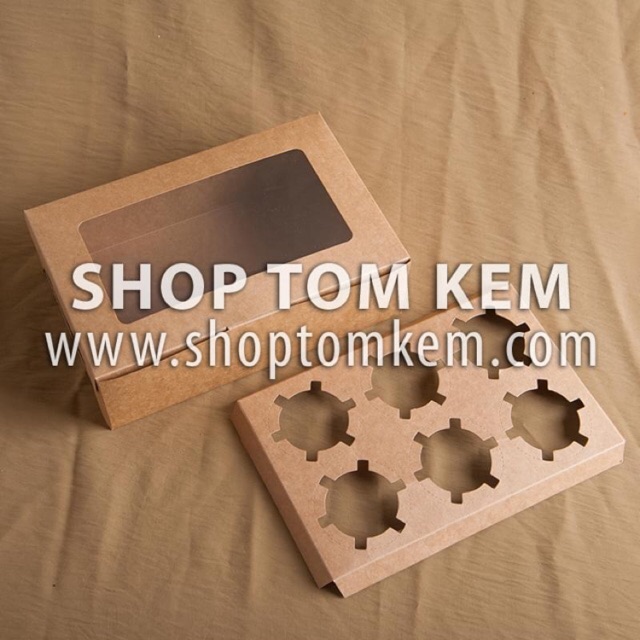 Hộp 6 cupcake giấy kraft