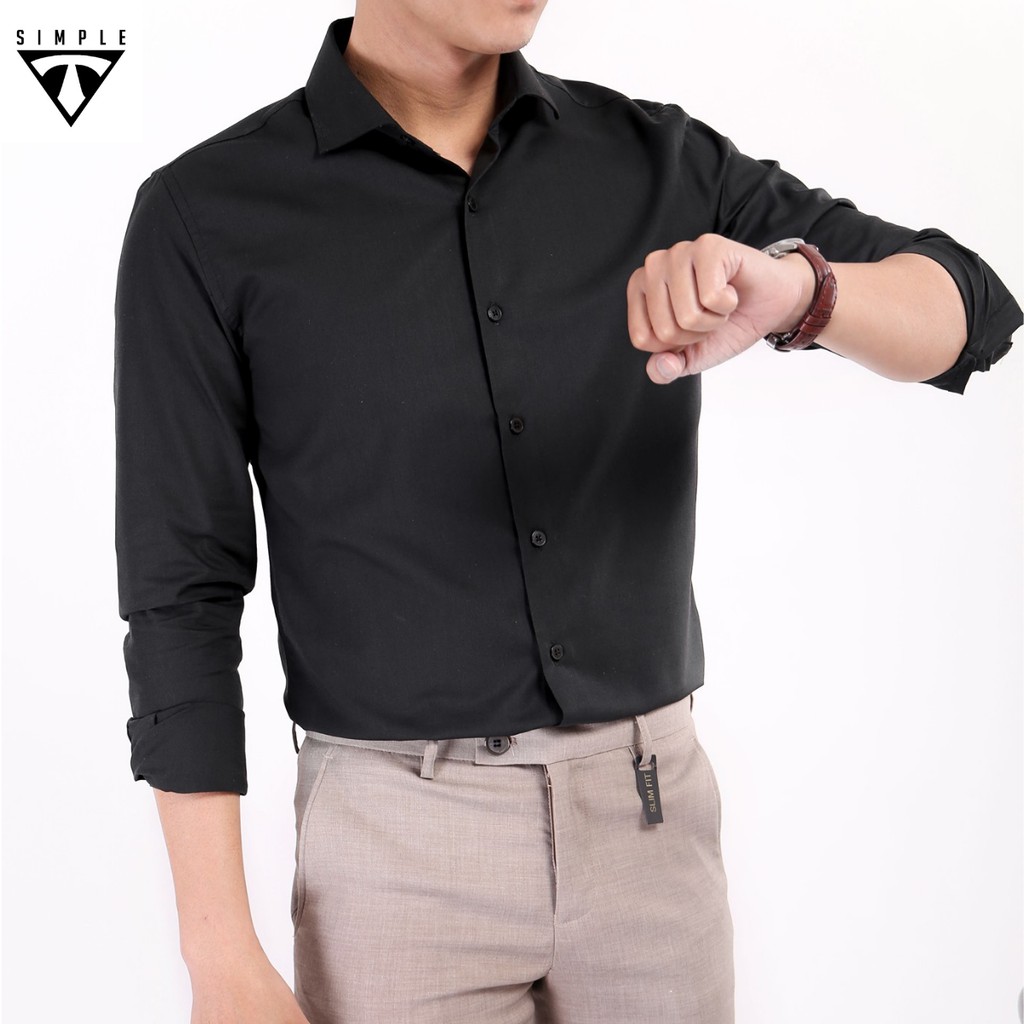 Áo Sơ Mi Nam Trơn dài tay TSIMPLE chất lụa mềm mịn thoáng mát chống nhăn thời trang chuẩn form SM36 | BigBuy360 - bigbuy360.vn